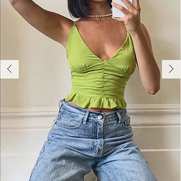 WOVEN RUCHED RUFFLE CAMISOLE - Picture 2 of 3